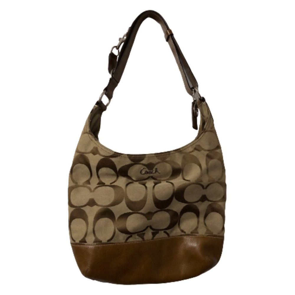 Coach Hobo Purse Brown C’s Purple lining EUC